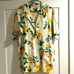 ZARA oversized linen lemon t shirt size XS
